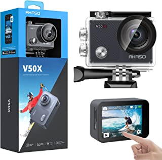 AKASO V50X Native 4K30fps WiFi Action Camera with EIS Touch Screen 4X Zoom 131 feet Waterproof Camera Remote Control Sports Camera with Helmet Accessories Kit