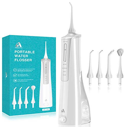 Water Flosser Cordless Dental Oral Irrigator-Portable and Rechargeable IPX7 Waterproof, 3 Jet Tips,3 Modes Water Flossing with Big Capacity Water Tank for Home and Travel, Braces & Bridges Care-Silver