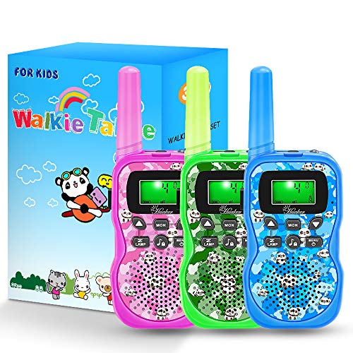 Walkie Talkies for Kids, 3 Pack 22 Channels 2 Way Radio Outside Toy with Backlit LCD Display,3 Miles Range Panda Kids Walkie Talkies for Outside Adventures, Camping, Hiking