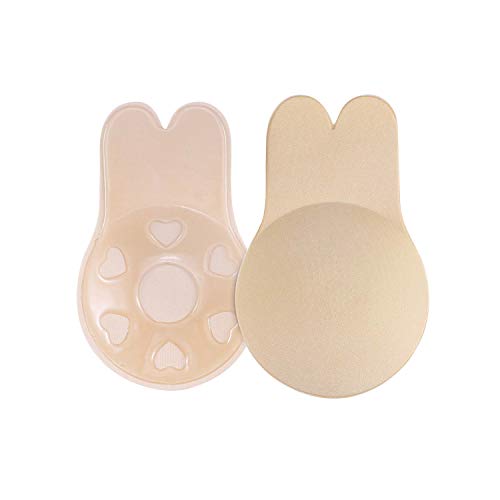 Adhesive Bra Strapless Sticky Invisible Bra with Lift NippleCovers for Backless or Strapless Dresses Push up Bra -  Beige -  Medium