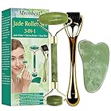 Jade Roller for Face, Leuxe 100% Real Jade Massage Beauty Tools - Remove Wrinkles Anti-Aging Amethyst Jade Facial Roller - Face Eye Neck Beauty Roller for Slimming/Tightening