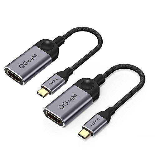 USB C to HDMI Adapter 4K Cable,QGeeM USB 3.1 Type-C to HDMI Adapter Thunderbolt 3 Compatible with MacBook Pro 2018 Ipad Pro,Galaxy S9/S10,Surface Book 2,Dell XPS,Pixelbook HDMI to Type Cã€2 Packã€‘