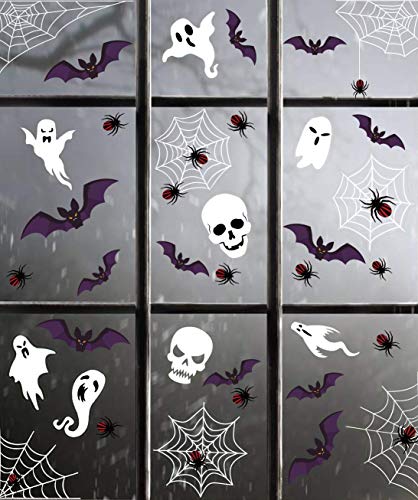 Book Cover jollylife 174PCS Halloween Spider Webs Window Clings Decorations - Spiders Ghosts Bats Decals Haunted House Party Ornaments