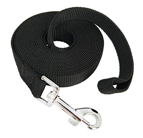 YIDE 15ft 20ft 30ft 50ft Long Nylon Training Dog Leash for Small Medium Large Dogs, Long Dog/Puppy Lead for Obedience Recall Training, Camping, or Backyard (15ft, Black)