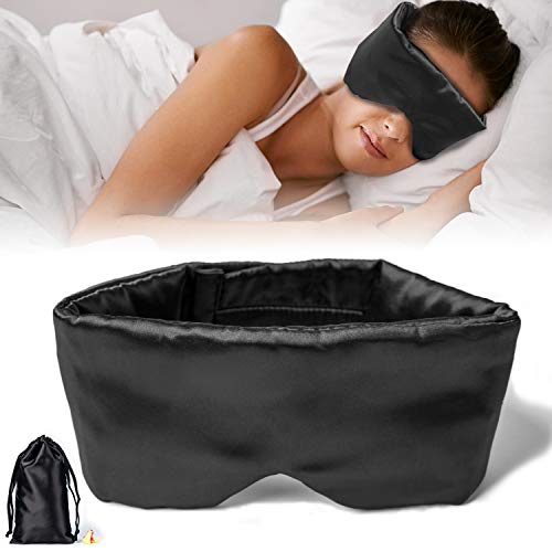 SupRikse Silk Sleep Mask Smooth Eye Mask for Insomnia, Migraine Headaches and Dry-Eye, Blindfold