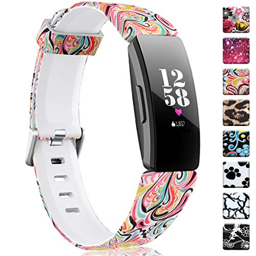 Maledan Bands Compatible with Fitbit Inspire HR/Inspire/Ace 2, Fadeless Pattern Printed Strap Replacement Band for Inspire HR and Fitbit Ace 2, Paisley, Small