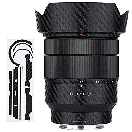 Anti-Scratch Anti-Wear Lens and Lens Hood Cover Sticker Protector for Sony Vario-Tessar T* FE 16-35mm F4 ZA OSS (SEL1635Z) Lens Anti-Slide Skin Guard Shield - Carbon Fiber Black
