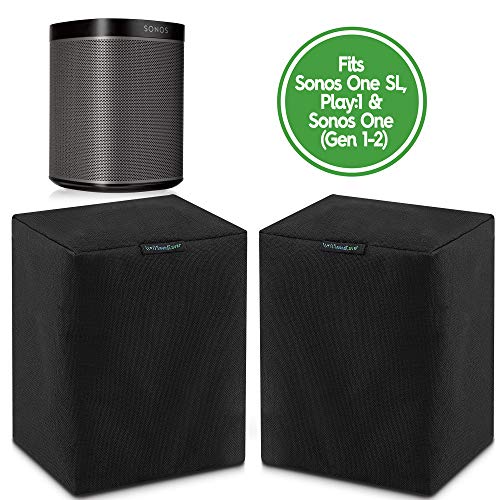Two Black Heavy Duty Outdoor Sonos Speaker Covers - Protection for Your Sonos Play:1, Sonos One & Sonos One SL Speakers - Fits Wall Mounted Speakers