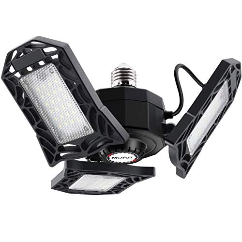LED Garage Lights, 60W LED Garage Ceiling Lights 6000LM Garage Lighting, Deformable LED Shop Lights for Garage, Warehouse, Corridor, Stadium, etc, Support E26 Screw Socket (No Motion Detection)