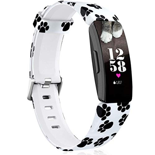 Maledan Bands Compatible with Fitbit Inspire HR/Inspire 2/Inspire/Ace 2, Fadeless Pattern Printed Strap Replacement Band for Inspire HR Fitness Tracker and Ace 2, Paw Print, Small