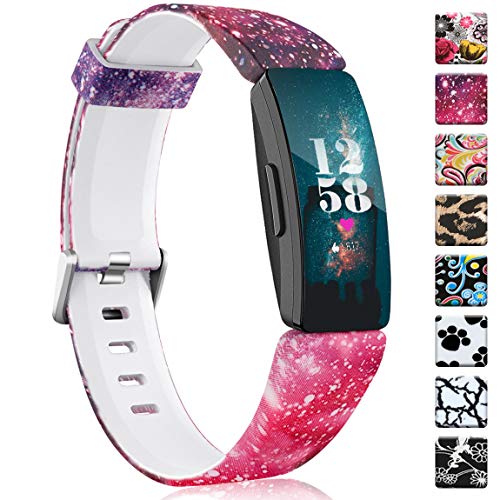 Maledan Bands Compatible with Fitbit Inspire HR and Inspire, Fadeless Pattern Printed Strap for Inspire HR/Inspire/Ace 2, Starry Night, Large