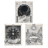 Likiyol Pack of 3 Tarot Tapestries with Rustproof Grommets, Seamless Nails, The Sun Moon Star Tarot Card Tapestries Vertical Tapestry Wall Hanging (16 x 20 inches/piece)