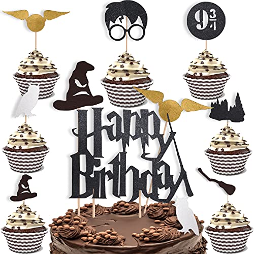 Book Cover 32 Super Cute Decorations for Harry Potter Party Supplies - Cake Topper for Harry Potter Birthday Party Supplies - Cupcake Topper for Harry Potter Party - Cake Decorations for Harry Potter Birthday