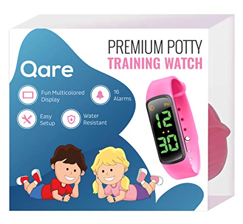 Premium Potty Training Watch - Only Watch with Multiple Alarms to Fit Your Schedule - Water Resistant - Video Manual - Kids Lock - Touchscreen - Fun Melody - New: Saved Settings - Easy Setup (Pink)