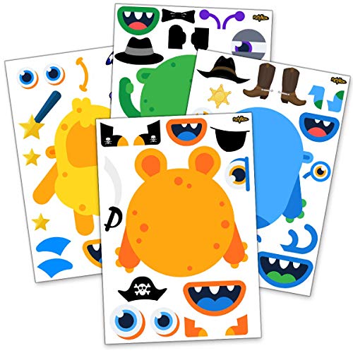 24 Make A Monster Stickers For Kids - Monster Themed Birthday Party Favors & Supplies - Fun DIY Craft Project For Children 3+ - Let Your Kids Get Creative & Design Favorite Monster Stickers