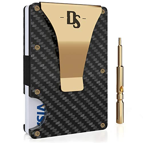 Desparian Minimalist Carbon Fiber Slim Wallet | RFID Blocking Front Pocket Wallet | Carbon Fiber Money Clip | Carbon Wallet | Credit Card Holder for Men | Metal Wallet| The Money Clip" | 2019 Version