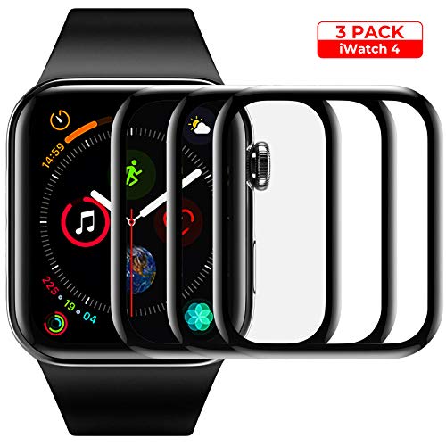 Book Cover Screen Protector for Apple Watch Series 4 44mm, Max Coverage Screen Protector HD Clear Anti-Bubble -[3 Pack]