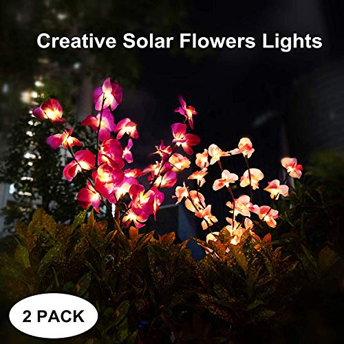 Outdoor Solar Garden Decorative Lights,Bright LED Solar Powered Landscape Fairy Lights, IP65 Waterproof Flickering Big Flowers for Pathway Patio Yard Deck Walkway holiday Christmas Decoration