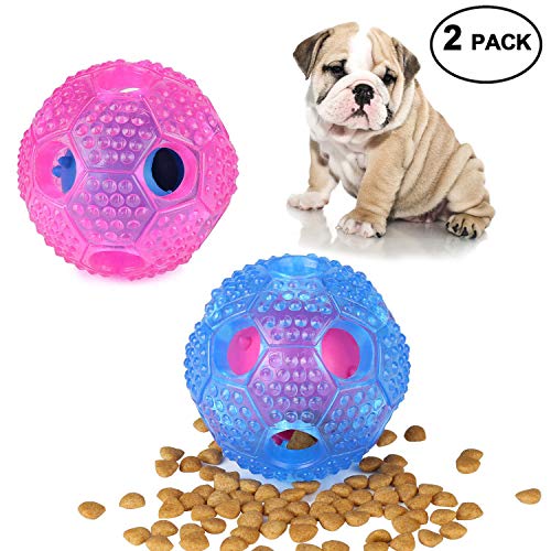 Interactive Dog Toy, IQ Treat Ball Food Dispensing Toys for Small Medium Large Dogs Durable Chew Ball, Nontoxic Rubber and Bouncy Dog Ball, Cleans Teeth