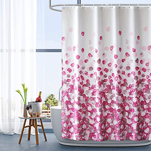 ARICHOMY Pink Shower Curtain Set Fabric Shower Curtain for Women Bathroom