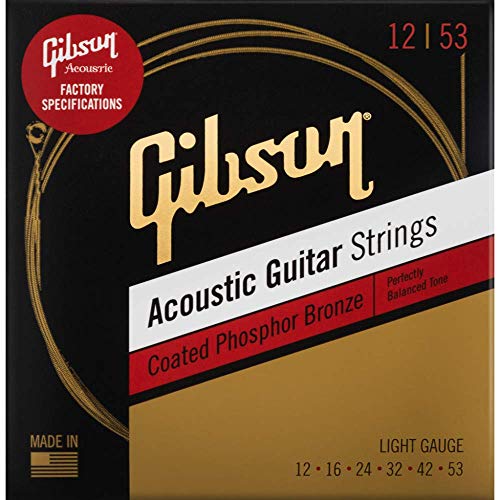 Gibson Coated Phosphor Bronze Acoustic Guitar Strings, Light