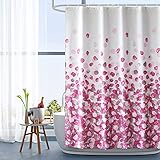 ARICHOMY Pink Shower Curtain Set Fabric Shower Curtain for Women Bathroom