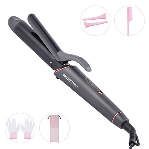 Curling Iron 1.25 Inch Ceramic Tourmaline Coating Curling Wand with Anti-Scald Insulated Wand Tip 180°F to 450°F for All Types of Hair Dual Voltage Include Heat Resistant Glove