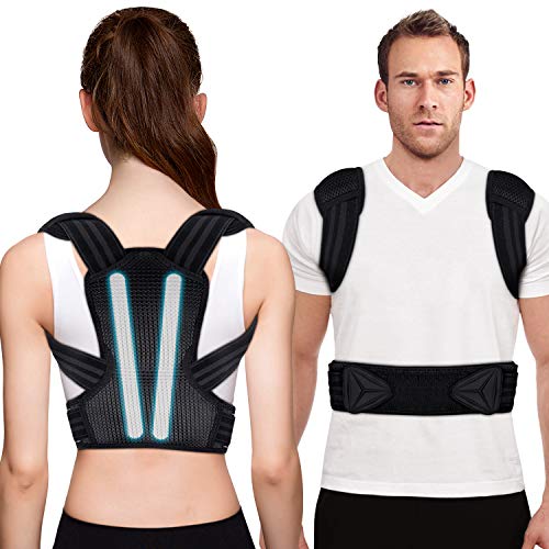 Posture Corrector for Men and Women, Kungfuren Upgrade Adjustable and Breathable Back Brace with 2 Removable Rails for Improve Posture and Provide Lumbar Support, Lower Back Neck Shoulder Pain Relief