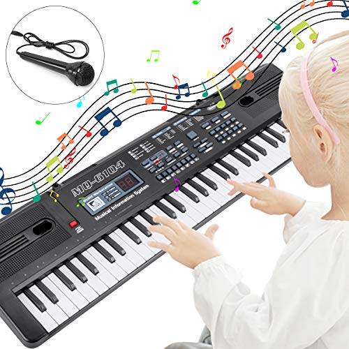 RenFox Electronic Keyboard Piano 61-Key Portable Keyboard Piano with Microphone&USB Cable Toy for Kids Boys Girls