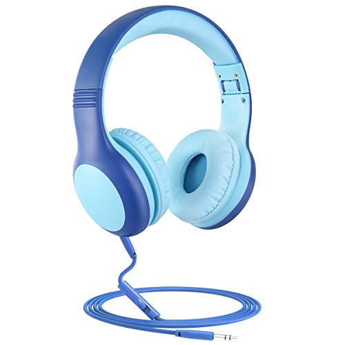 (New) Kids Headphones, Volume Limited Hearing Protection Wired Headphone, Audio Sharing Function, Kids Friendly Safe Material, Tangle-Free Cord, School On-Ear Headphones for Children (Pink)