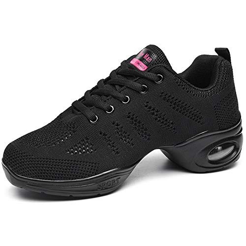 Women's Jazz Shoes Lace-up Sneakers - Breathable Air Cushion Lady Split Sole Athletic Walking Dance Shoes Platform