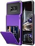 Vofolen Case for Galaxy S8 Case Wallet 4-Slot Pocket Credit Card ID Holder Flip Door Scratch Resistant Dual Layer Protective Bumper Rugged Rubber Armor Hard Shell Cover for Samsung Galaxy S8 Purple