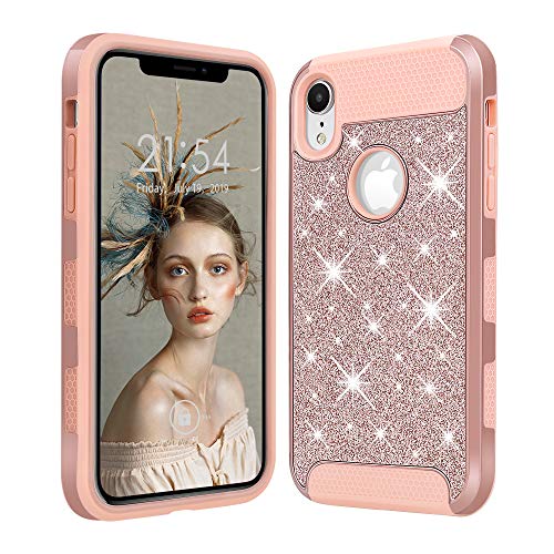 Vquand for iPhone XR Case, Compatible for Apple iPhone XR Cover 6.1 inch, Shockproof Dual Layer TPU+PC Case Hybrid Material Glitter Cool Design Full Body Protective Case for iPhone XR