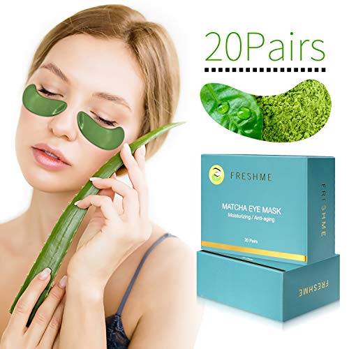 FRESHME Matcha Eye Mask - 20 Pairs Under Eye Patches Aloe Vera Extract Gel Masks for Anti Aging Reduce Puffiness Dark Circles Hyluronic Acid Deep Hydration Eye Pads Treatment Mask for Women and Men