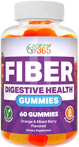Book Cover Prebiotic Fiber Gummies by Feel Great 365 (60 Gummies) | Helps Improve Digestive Health, Restore Natural Gut Flora, and Support Overall Health & Immunity* | Vegetarian & Vegan Friendly Chew