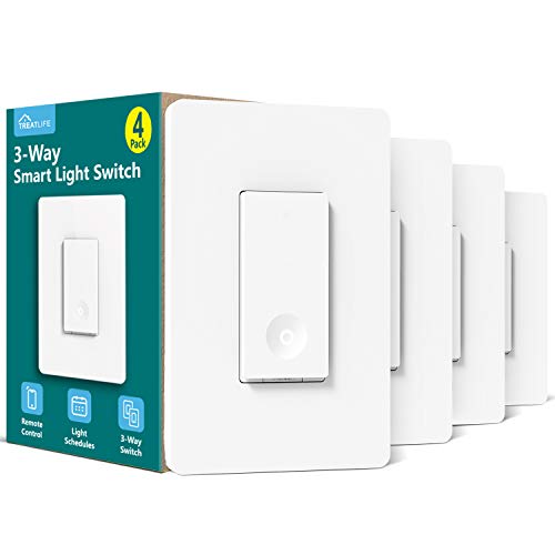 Treatlife 3 Way Smart Switch, Neutral Wire Required, WiFi Light Switch Works with Alexa, Google Assistant, Remote Control, ETL, Schedule, No Hub Required, 4 Pack