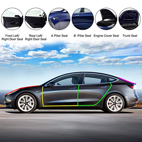 Manfiter Door Seal Kit for Tesla Model 3 Adhesive Rubber Noise Reduction Kit Compatible with Tesla Model 3 Accessories