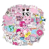 Stickers for Water Bottles, | Big 46-Pack | Cute,Waterproof,Aesthetic,Trendy Stickers for Teens,Girls,Perfect for Laptop,Hydro Flask,Phone,car,Skateboard,Travel| Extra Durable 100% Vinyl (Pink 52)