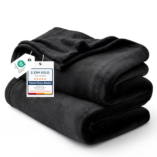 Bedsure GentleSoft Fleece Blanket Twin Size Black - 300GSM Lightweight Plush Fuzzy Cozy Soft Warm Blanket for Bed, Sofa, Couch, Travel, Camping, 60x80 inches