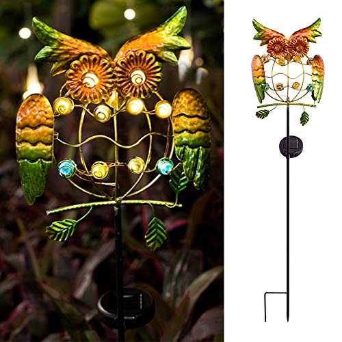 YaoLONG Garden Solar Lights Outdoor Solar Powered Stake Lights Metal OWL LED Decorative Garden Lights for Walkway, Pathway, Yard, Lawn