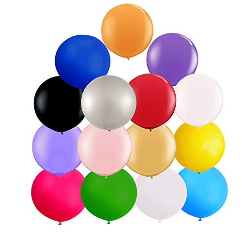 Big Balloons 36 Inch 15pcs Round Latex Large Giant Jumbo Assorted Balloon for Birthday Wedding Party Festival Event Carnival Lawn Decoration Clear White Black Pink Green Yellow Purple Orange Red Gold