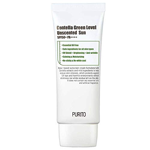 Book Cover PURITO Centella Green Level Unscented Sun SPF50+ PA++++ 60ml / 2 fl.oz EWG All Green Ingredients, 100%, Cica care, UVA1,2 UVB, Broad spectrum,Lightweight,Sensitive skin,essential oil free