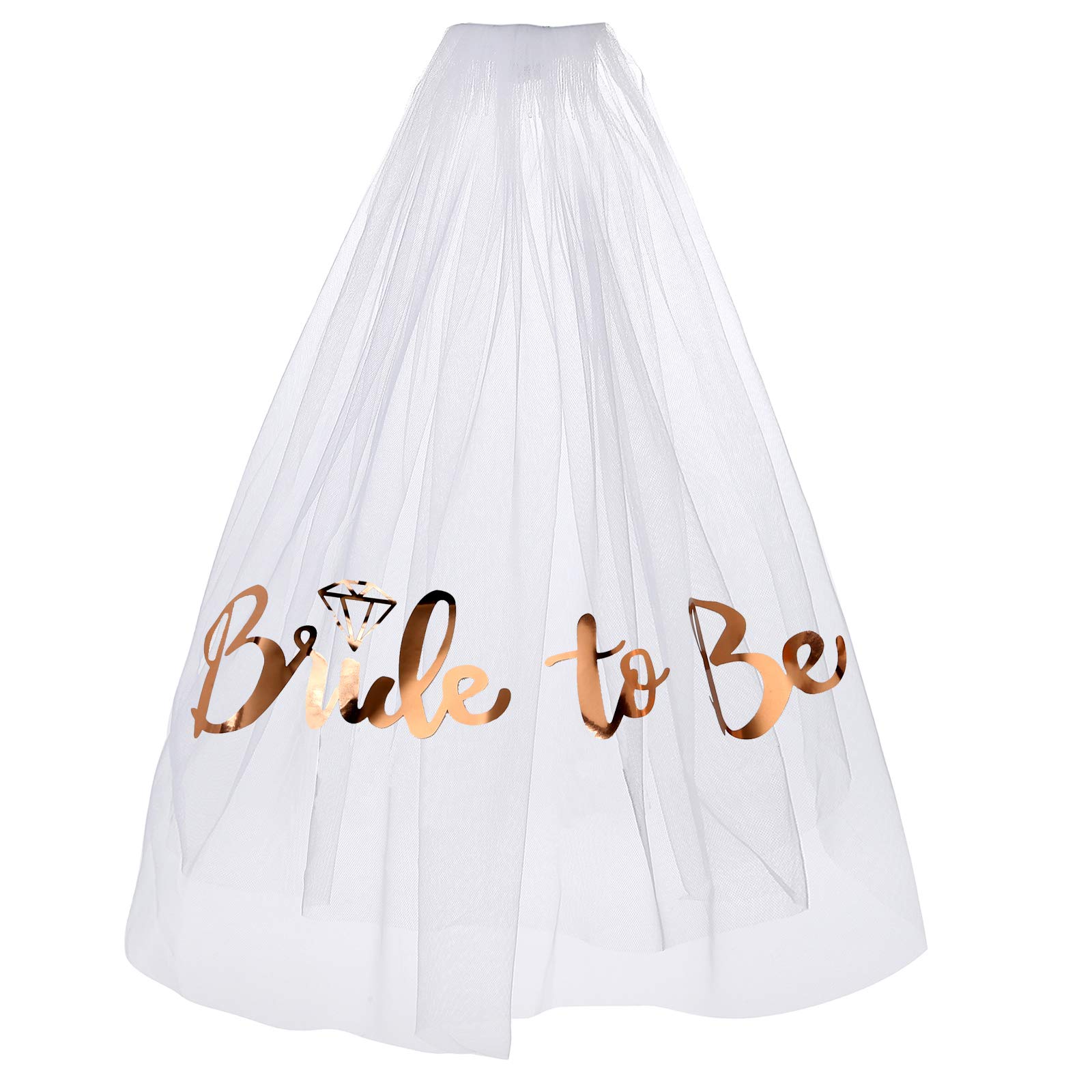 MOHLX Bride To Be Veil Bachelorette Party Supplies Bridal Shower Decoration Accessories Gift Engagement Decoration Medium Veil M (Rose Gold)