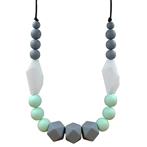 Book Cover Teething Necklace for Mom to Wear and Unisex Teething Necklace ,100% Food Grade Silicone Teething Beads, Nursing Necklace, Design in Elegant Colors with Exquisite Perfect for Giving As a Present