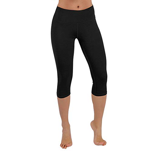 YOUNGA Yoga Pants for Women Capri Leggings Workout Pants Black/Gray Stretchy Yoga Leggings High Waist with Hidden Pocket â€¦