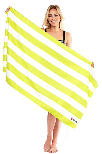 PERONA Microfiber Beach Towel Quick Dry Lightweight Absorbent Compact Sand-Free Towel for Swim, Camping, Gym, Pool- Large (60" x 30"), Chartreuse