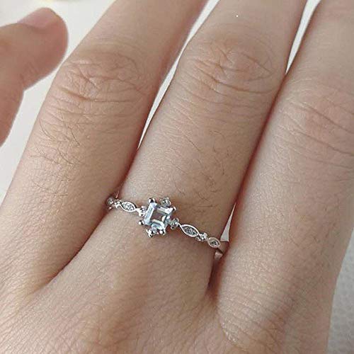Greendou Fashion Jewelry 925 Silver Dainty Blue Crystal Ring for Women Simple Style Square Engagement Finger Ring Ladies Fashion Jewelry (8)