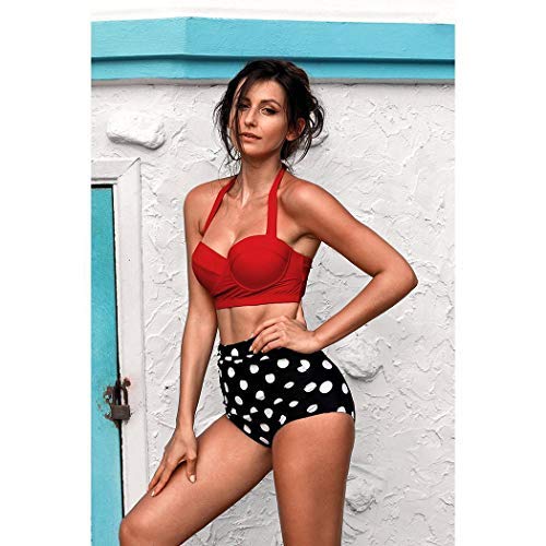 erholi Women Vintage Two Piece Swimsuits High Waisted Bathing Suits with Underwired Top