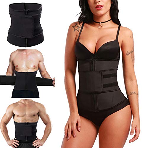 TEXXIS Women Body Shaping Zipper Abdomen Belt Sports Belt Waist Cinchers - Black - L
