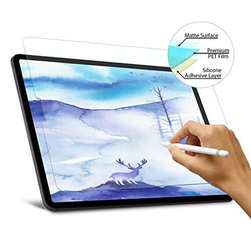 FOJOJO Like Paper Screen Protector for iPad Pro 12.9, Matte PET Like Paper Film with Face ID for iPad 12.9 (2018 Release), Compatible with Apple Pencil
